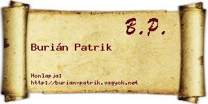 Burián Patrik névjegykártya