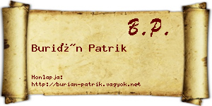 Burián Patrik névjegykártya